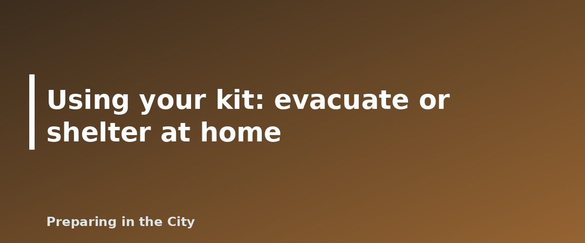 Using your kit: evacuate or shelter at home - illustration for 72-Hour Kit Checklist for Families: What to Pack for Every Age