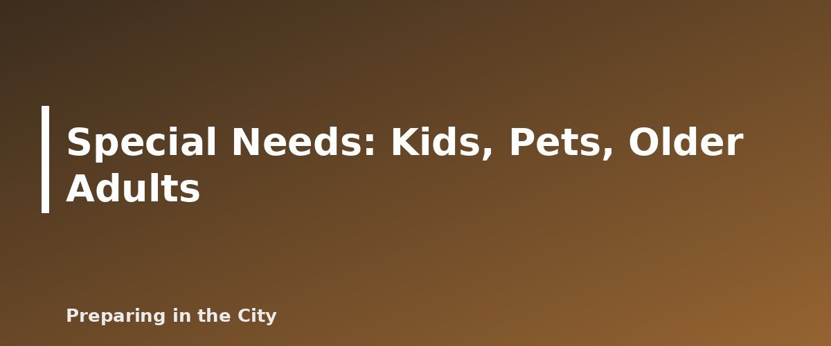 Special Needs: Kids, Pets, Older Adults - illustration for Apartment Emergency Kit: What to Keep and Where to Store It