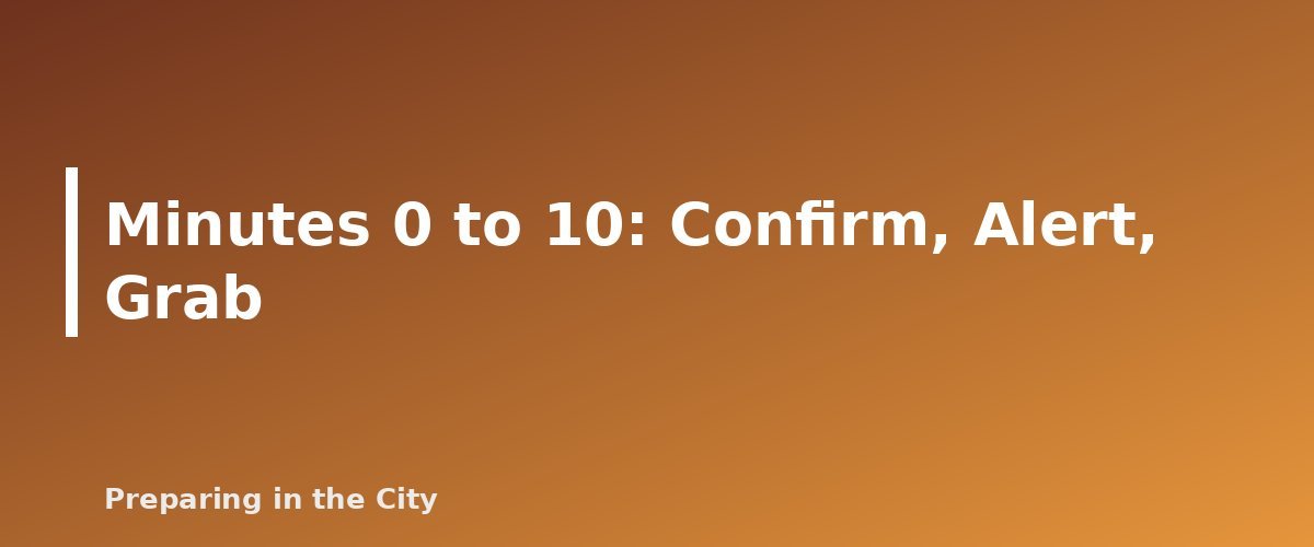Minutes 0 to 10: Confirm, Alert, Grab - section banner for Evacuation Checklist