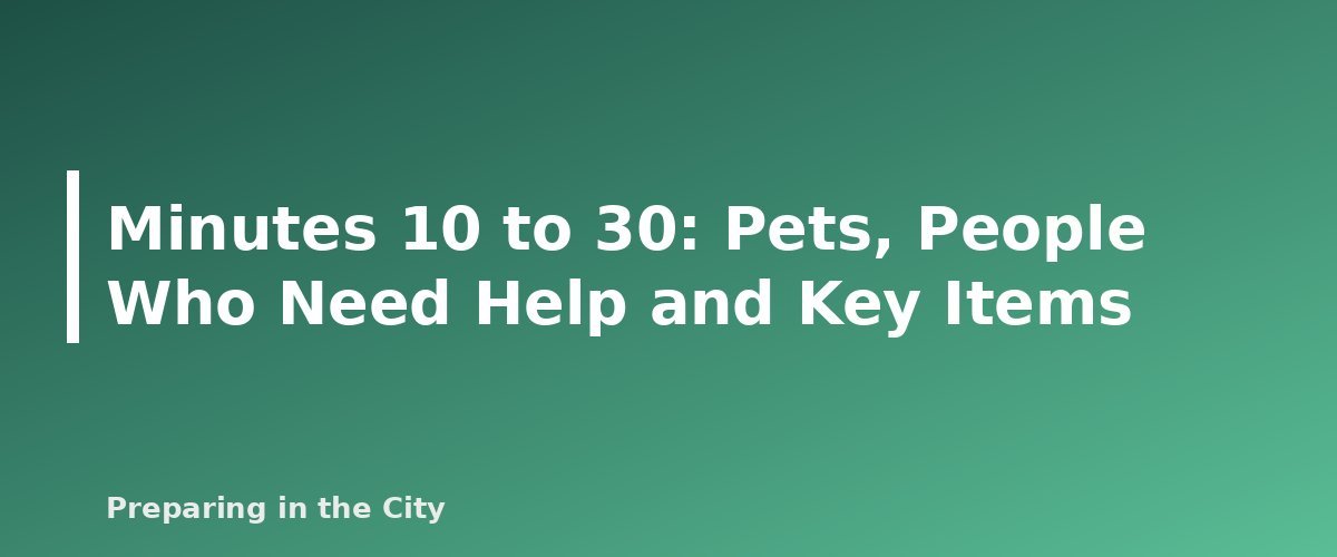 Minutes 10 to 30: Pets, People Who Need Help and Key Items - section banner for Evacuation Checklist