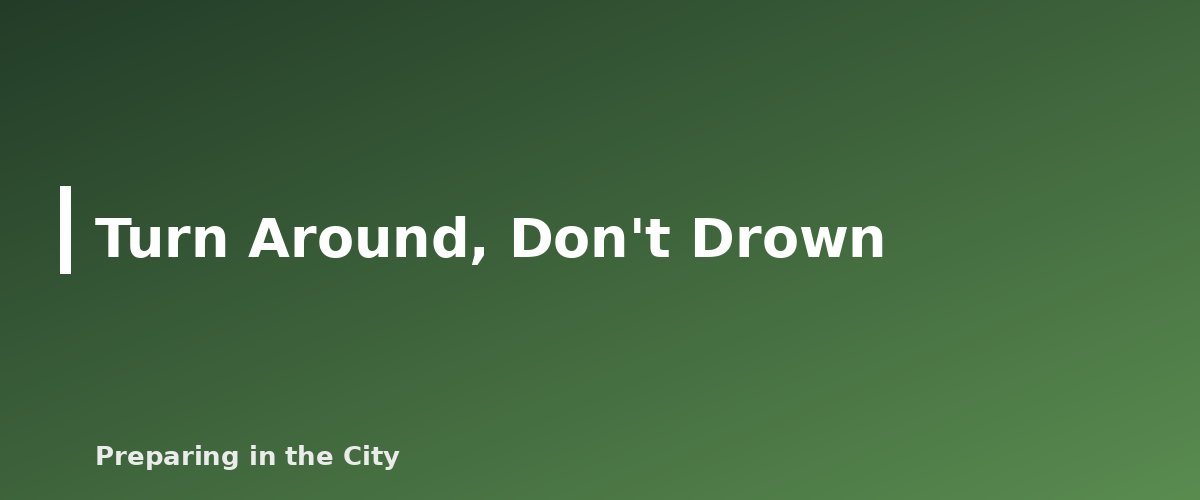 Turn Around, Don't Drown - illustration for Flood Safety: How to Prepare and Why You Never Drive Through Water