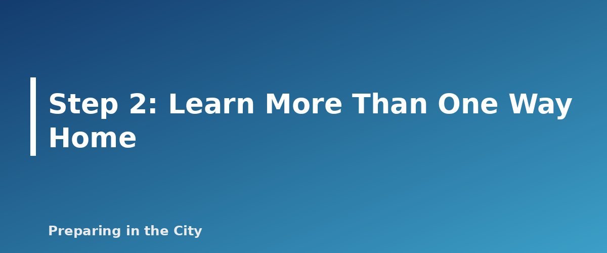 Step 2: Learn More Than One Way Home - section banner for How to Get Home When Transit Shuts Down