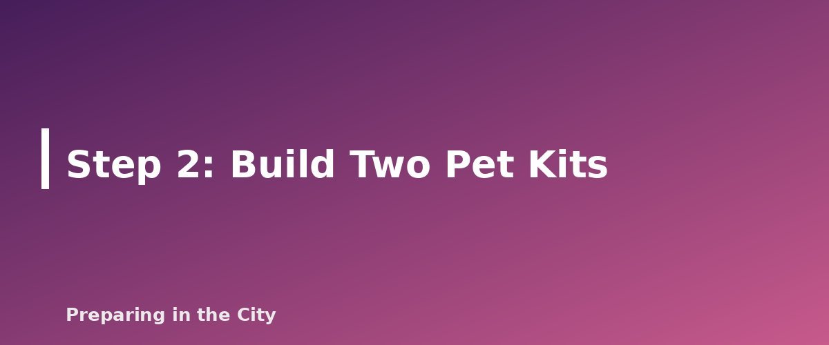Step 2: Build Two Pet Kits - section banner for Pet Emergency Plan for Apartment Dwellers