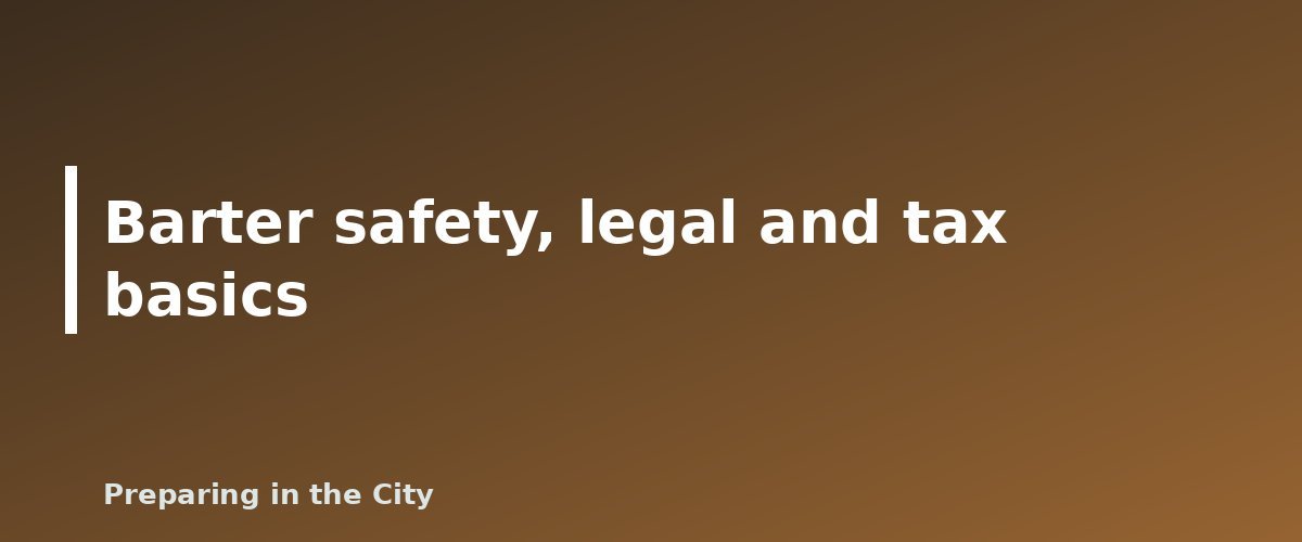 Barter safety, legal and tax basics - illustration for Top 20 Barter Items to Stockpile for Emergencies