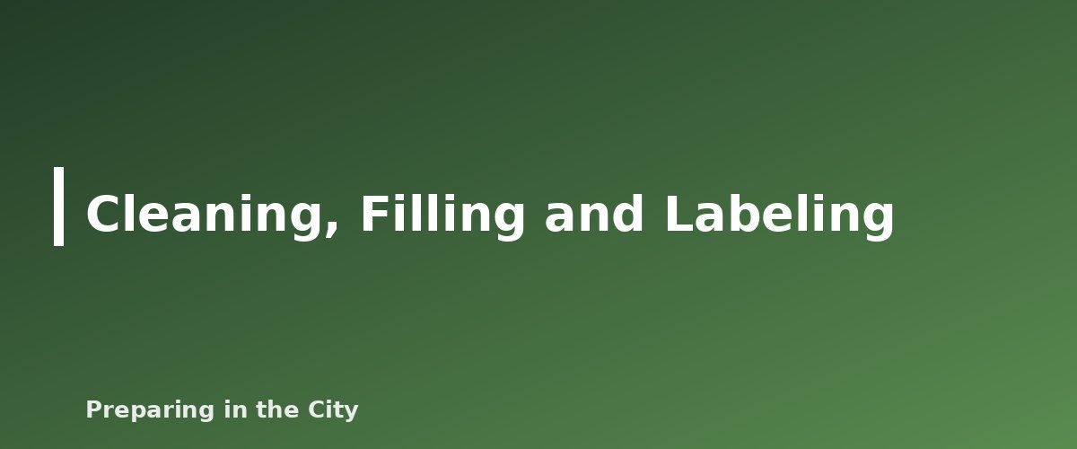 Cleaning, Filling and Labeling - illustration for Water Storage Containers Compared: Jugs, Barrels and Bladders