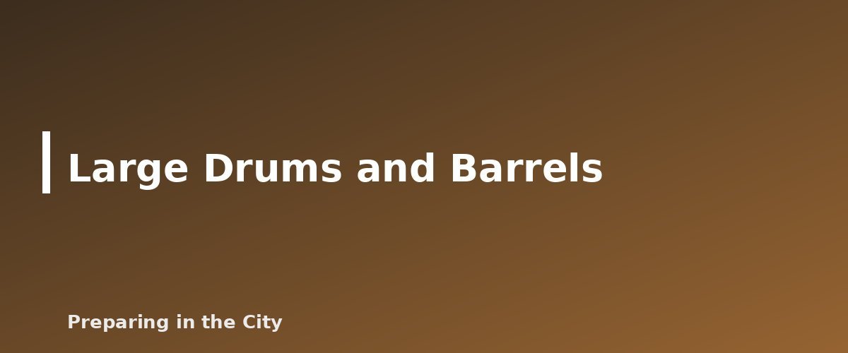 Large Drums and Barrels - illustration for Water Storage Containers Compared: Jugs, Barrels and Bladders